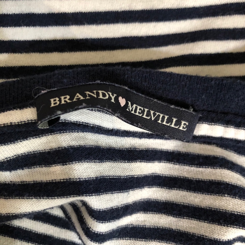 Brandy Melville Striped Cropped T-Shirt Top - Picture 4 of 5